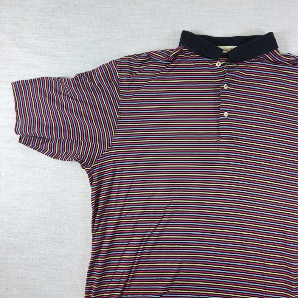 Peter Millar Mens XL Polo Shirt Double Mercerized Cotton Striped Short Sleeve - Picture 6 of 12